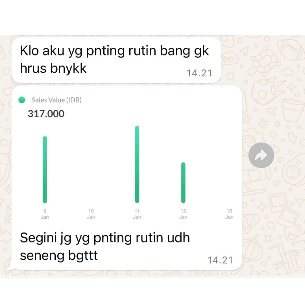 Bukti sales alumni Rp317.000 konsisten